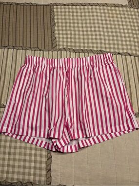 Pink & White Striped Women's Pajama Shorts - Comfortable Elastic Waist